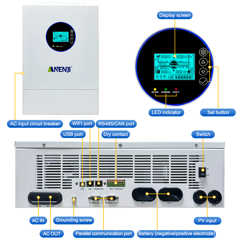 ANENJI Split Phase 12KW 48V Hy - Off Grid Solar Inverter 48V 6000W recensie en prijs